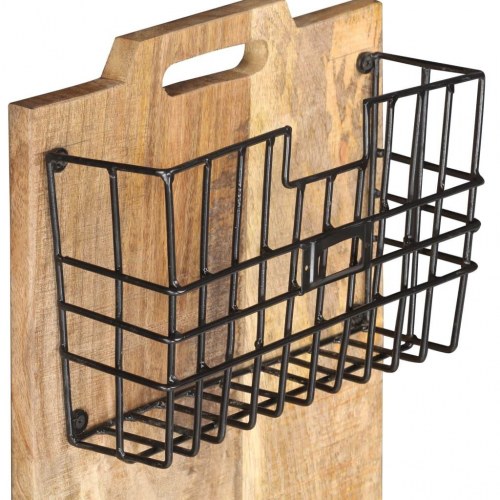 Væghængt magasinholder 33x10x67 cm massivt ru mangotræ