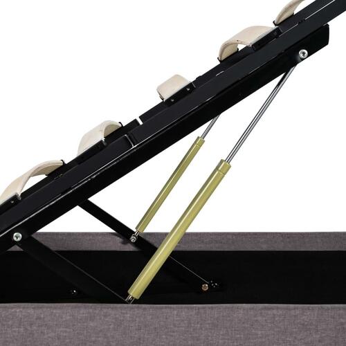 Hydraulisk opbevaringsseng med LED 90x200 cm stof gråbrun