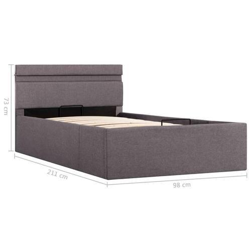 Hydraulisk opbevaringsseng med LED 90x200 cm stof gråbrun