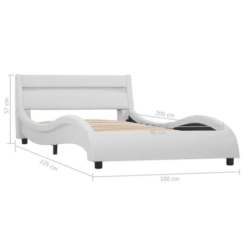 Sengestel med LED 90x200 cm kunstlæder hvid