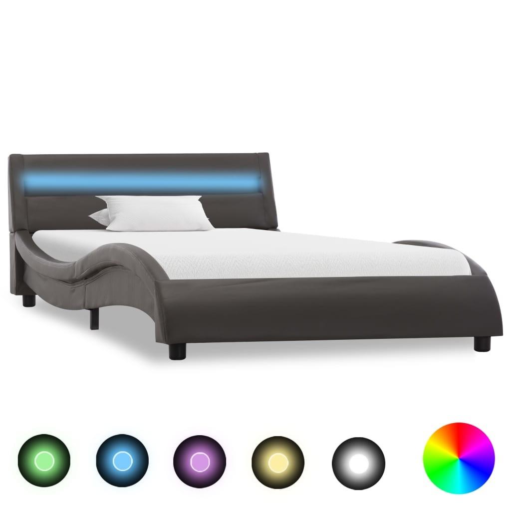 Sengestel med LED 100x200 cm kunstlæder sort
