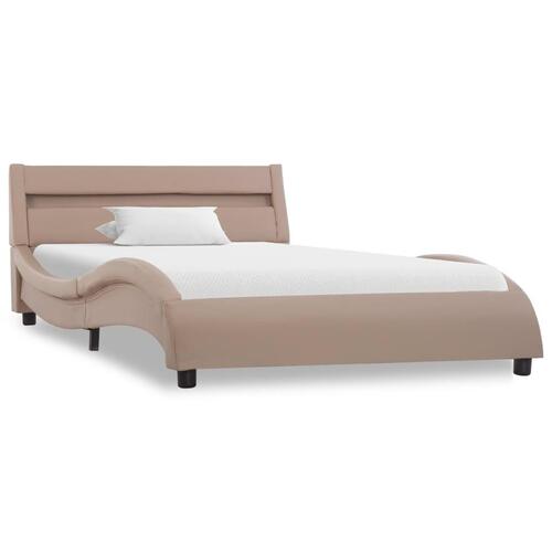 Sengestel med LED 90 x 200 cm kunstlæder cappuccinofarvet
