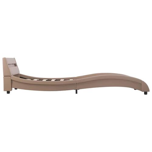 Sengestel med LED 90 x 200 cm kunstlæder cappuccinofarvet