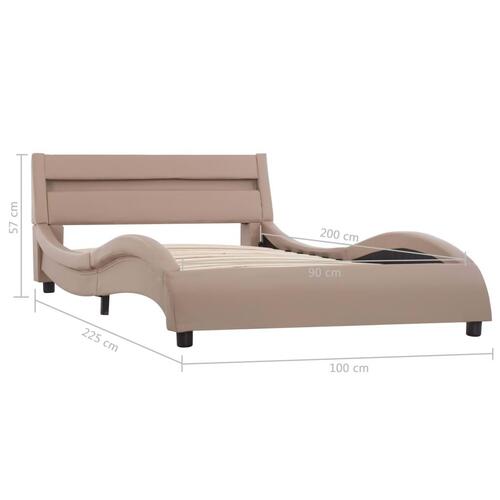 Sengestel med LED 90 x 200 cm kunstlæder cappuccinofarvet