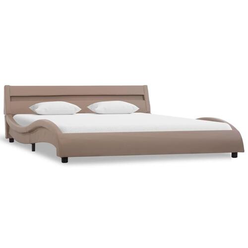 Sengestel med LED 160 x 200 cm kunstlæder cappuccinofarvet