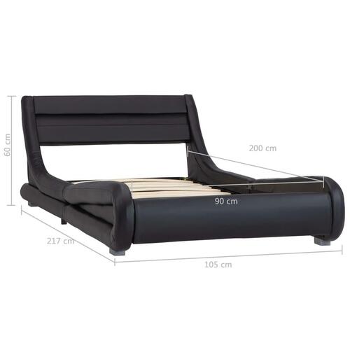 Sengestel med LED 90x200 cm kunstlæder sort