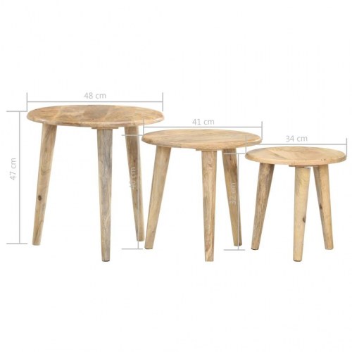 Indskudsborde 3 stk. massivt mangotræ