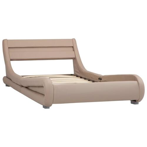 Sengestel med LED 100 x 200 cm kunstlæder cappuccinofarvet