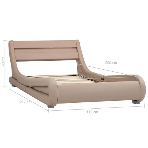 Sengestel med LED 100 x 200 cm kunstlæder cappuccinofarvet
