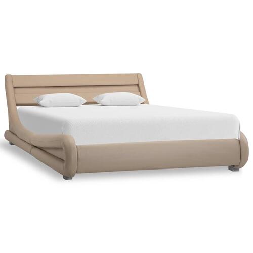 Sengestel med LED 160 x 200 cm kunstlæder cappuccinofarvet