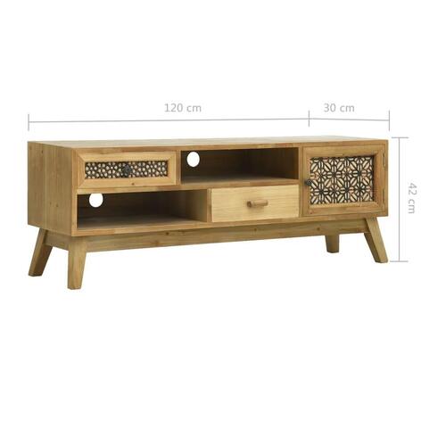 Tv-bord 120x30x42 cm udskåret design træ brun