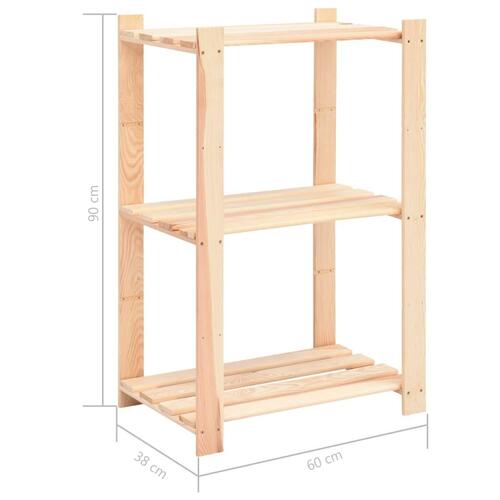 Reol i 3 niveauer 60 x 38 x 90 cm massivt fyrretræ 150 kg