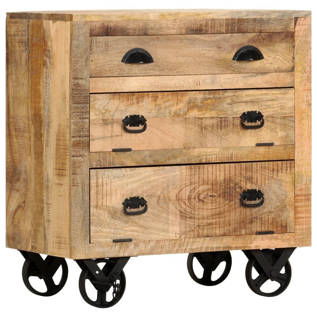 Sideskab med hjul 70 x 40 x 75 cm massivt mangotræ