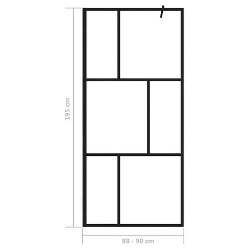 Brusevæg 90x195 cm hærdet glas sort