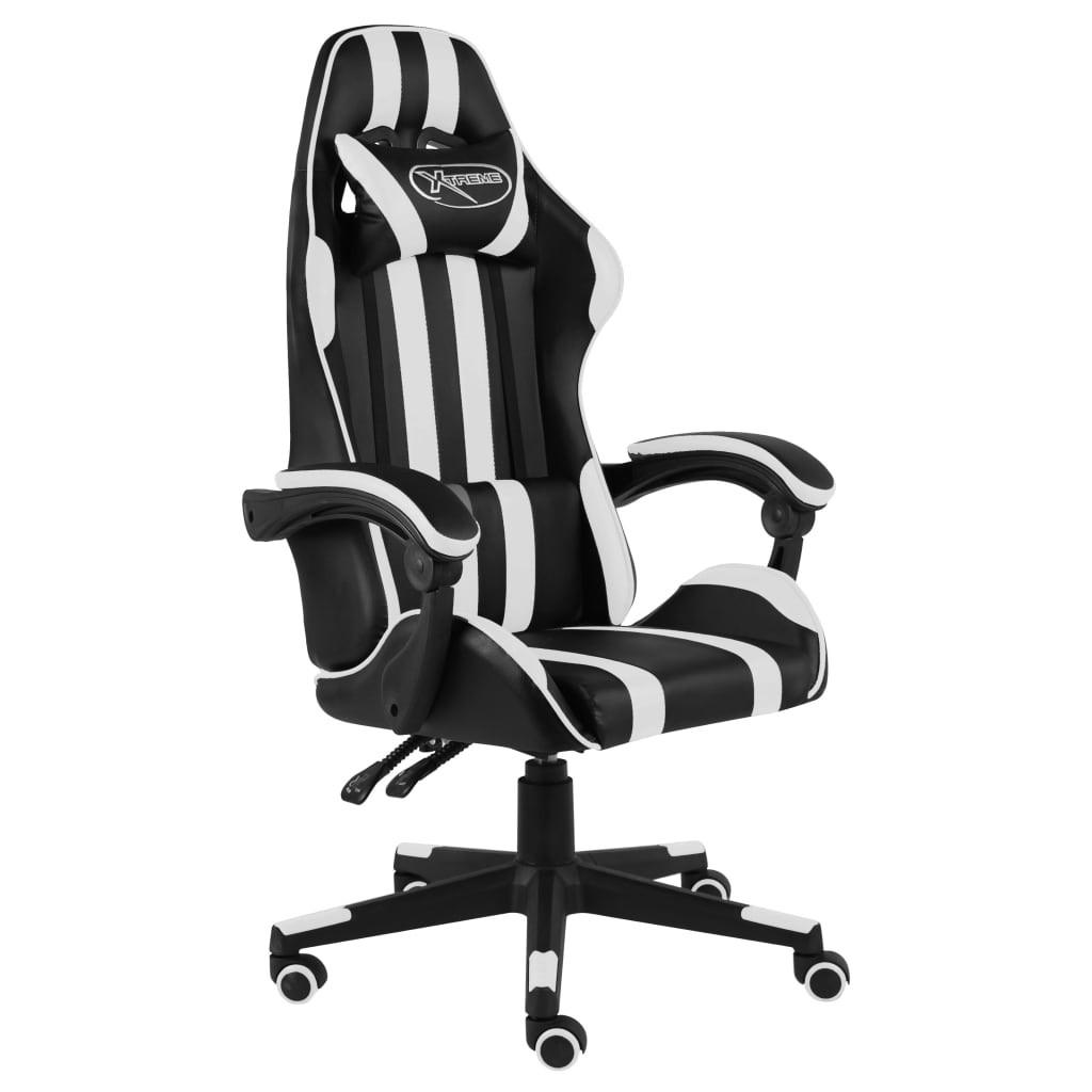 Gamerstol kunstlæder sort og hvid