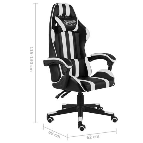 Gamerstol kunstlæder sort og hvid