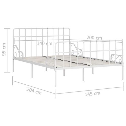 Sengestel med lamelbund 140 x 200 cm metal hvid