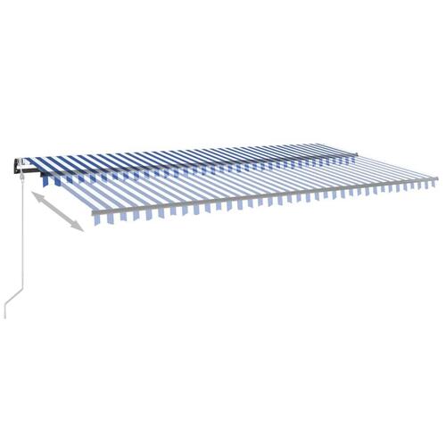Markise m. LED + vindsensor 600x350 cm automatisk blå og hvid