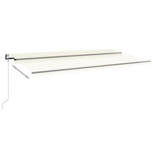 Markise m. LED + vindsensor 600x350 cm automatisk cremefarvet
