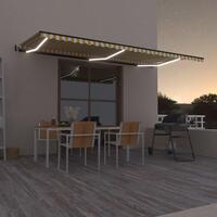 Markise m. LED + vindsensor 600x350 cm automatisk gul og hvid