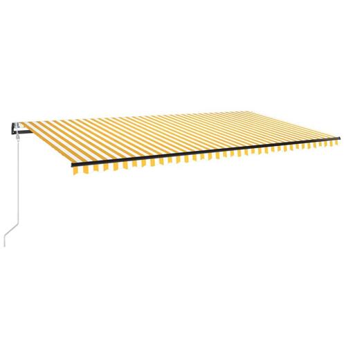 Markise m. LED + vindsensor 600x350 cm automatisk gul og hvid