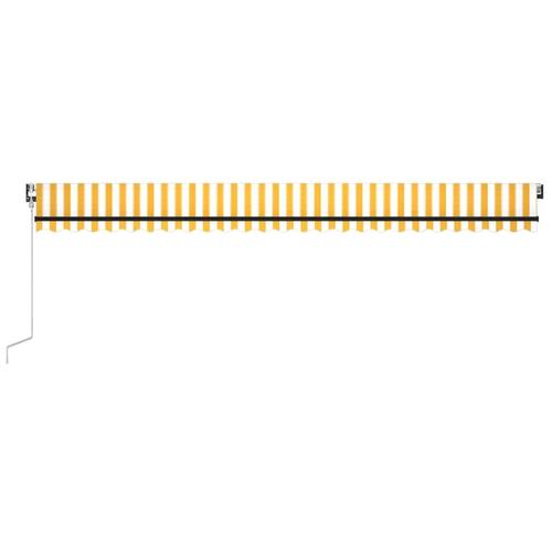 Markise m. LED + vindsensor 600x350 cm automatisk gul og hvid