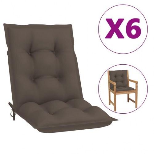 Stolehynder m. lav ryg 6 stk. 100x50x7 cm stof gråbrun