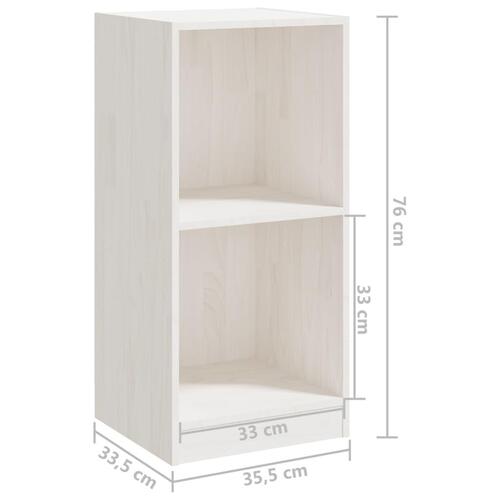 Sideskab 35,5x33,5x76 cm massivt fyrretræ hvid
