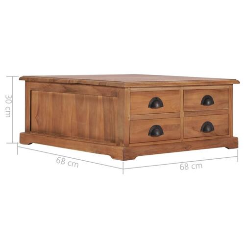 Sofabord 68 x 68 x 30 cm massivt teaktræ