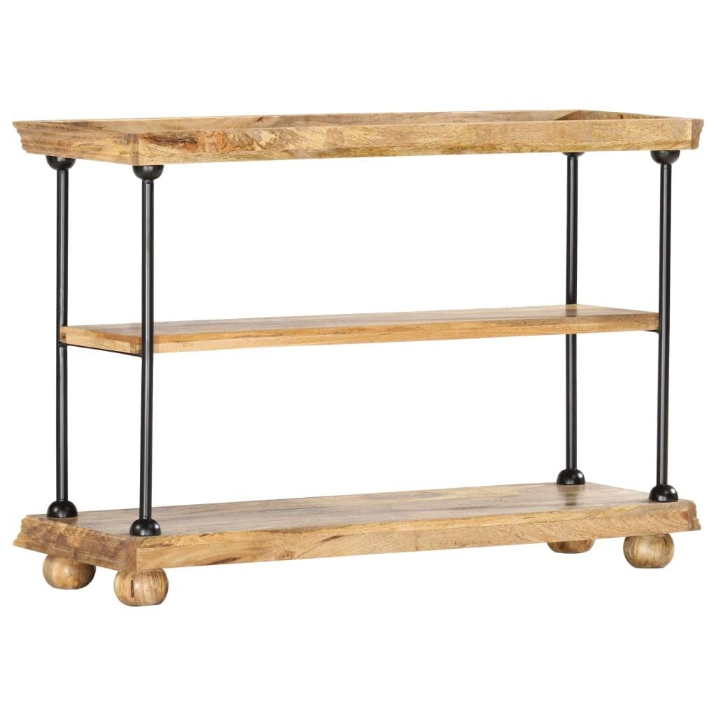 Bogreol med 2 hylder 110 x 35 x 75 cm massivt mangotræ og stål