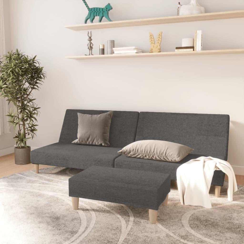 2-personers sovesofa med fodskammel stof lysegrå