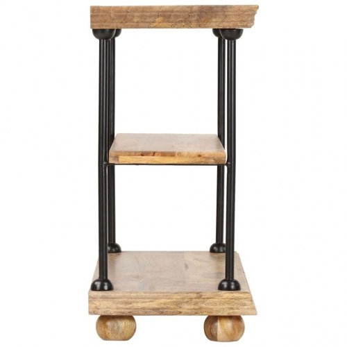 Bogreol med 2 hylder 110 x 35 x 75 cm massivt mangotræ og stål