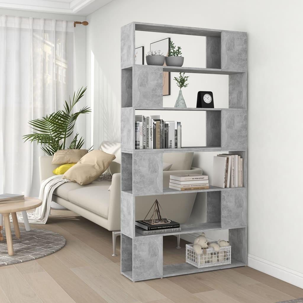 Bogskab/rumdeler 100x24x188 cm betongrå