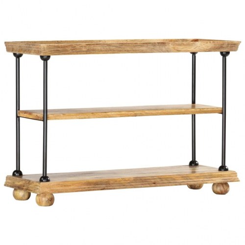 Bogreol med 2 hylder 110 x 35 x 75 cm massivt mangotræ og stål