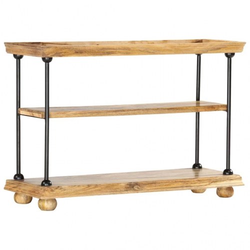 Bogreol med 2 hylder 110 x 35 x 75 cm massivt mangotræ og stål