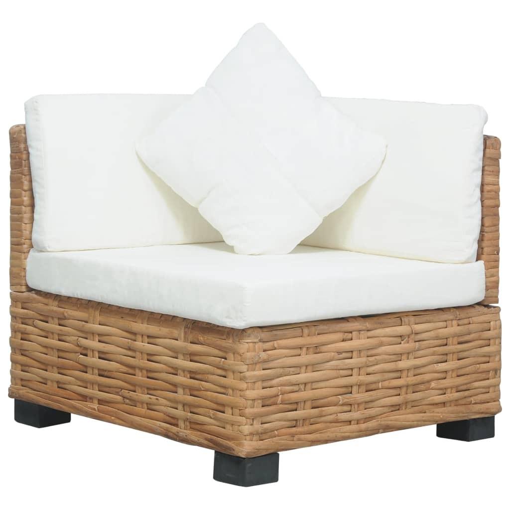 Hjørnesofa med hynder naturlig rattan