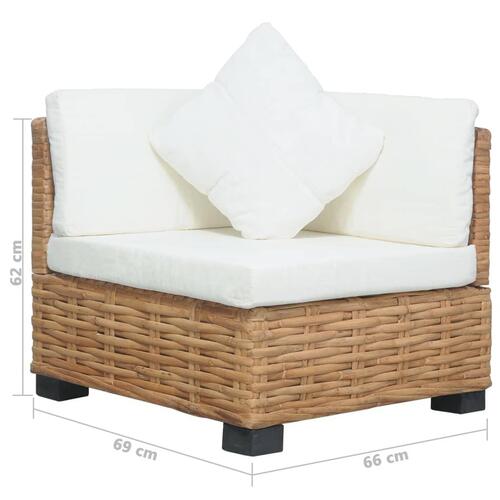 Hjørnesofa med hynder naturlig rattan