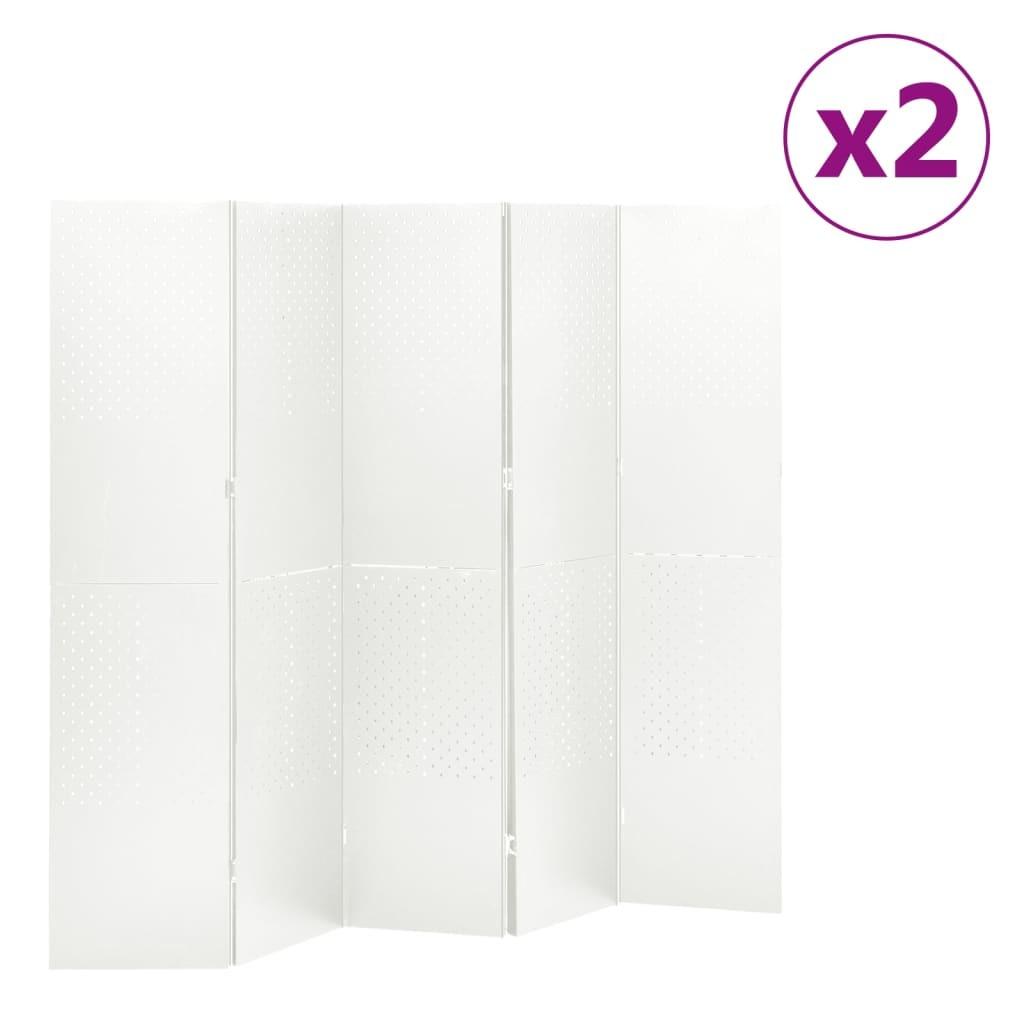 5-panels rumdeler 2 stk. 200x180 cm stål hvid