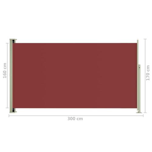 Sammenrullelig sidemarkise til terrassen 170 x 300 cm rød