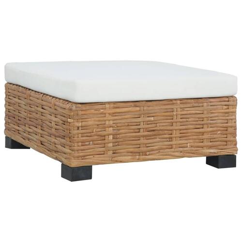 Fodskammel med hynde naturlig rattan