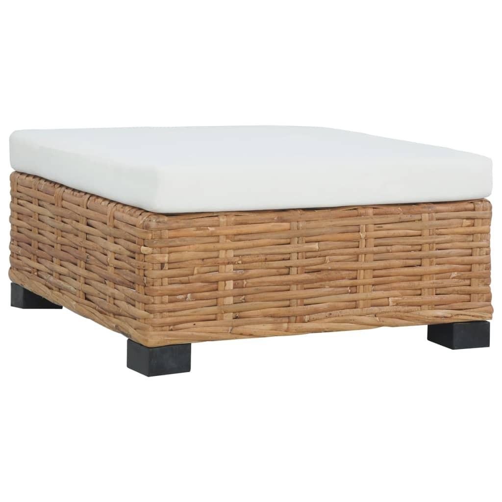 Fodskammel med hynde naturlig rattan