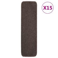 Skridsikre trappemåtter 15 stk. 75x20 cm rektangulær brun