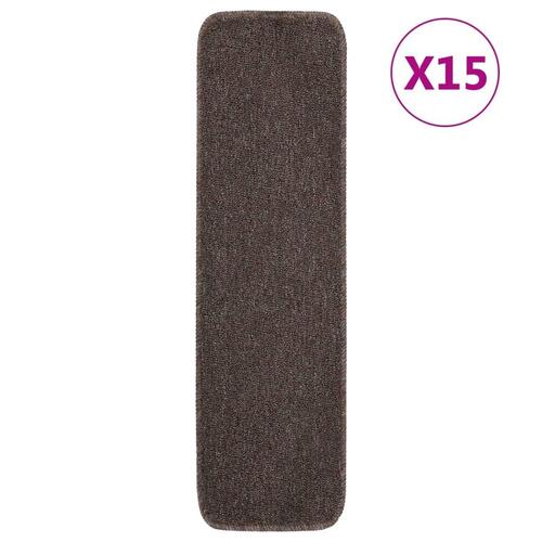 Skridsikre trappemåtter 15 stk. 75x20 cm rektangulær brun