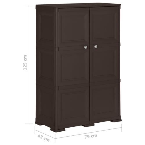 Plastikskab 79x43x125 cm trædesign brun