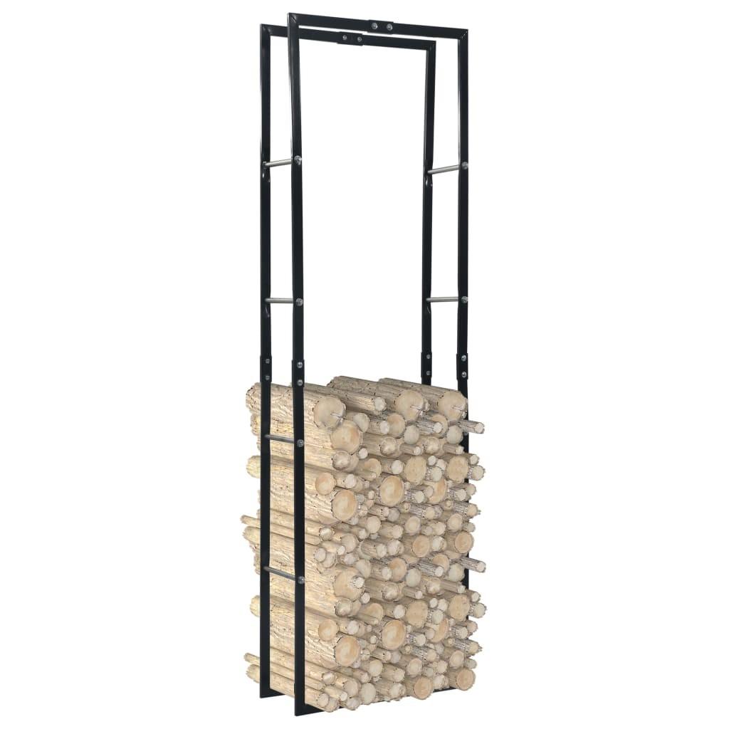 Brændestativ 60x25x200 cm stål sort