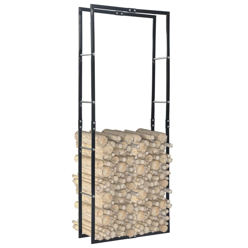 Brændestativ 80 x 25 x 200 cm stål sort