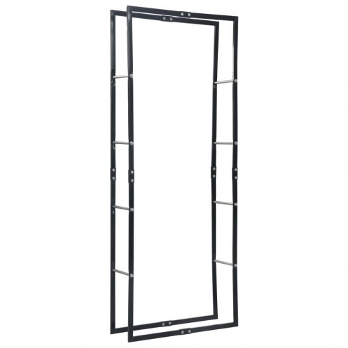 Brændestativ 80 x 25 x 200 cm stål sort