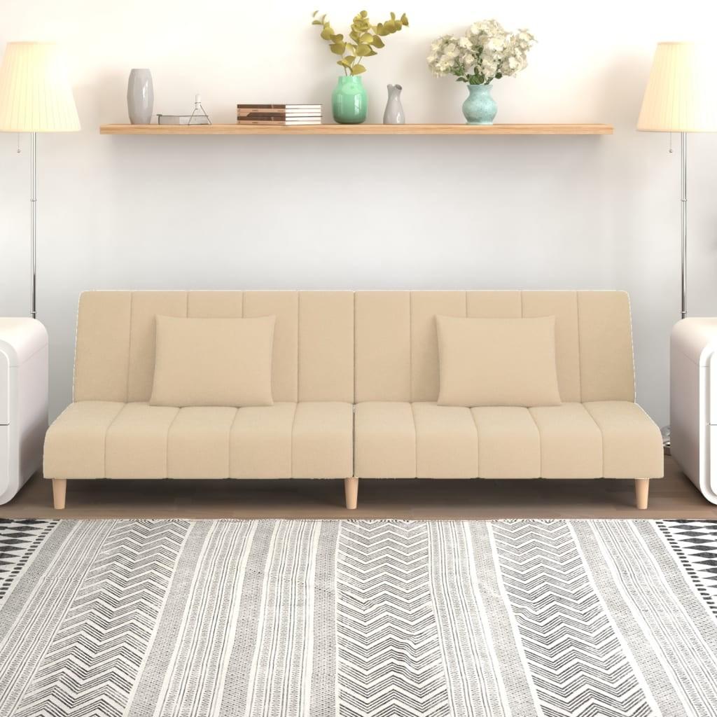2-personers sovesofa fløjl cremefarvet