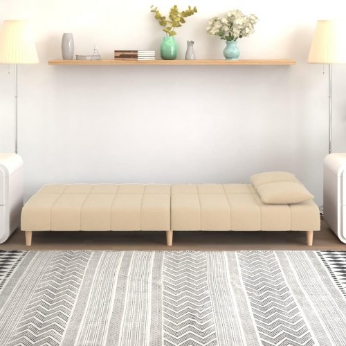 2-personers sovesofa fløjl cremefarvet