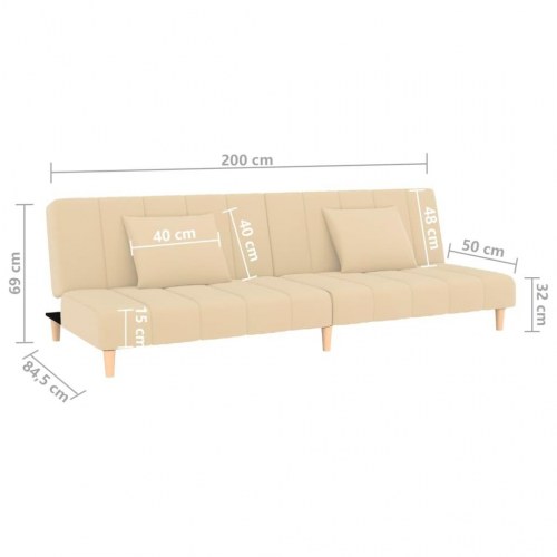 2-personers sovesofa fløjl cremefarvet
